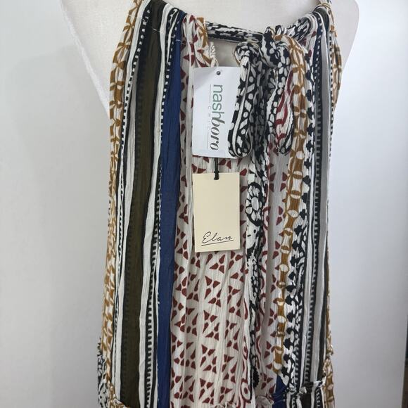 Elan New Western Tiered Maxi Dress Small Halter Tie Neck Bohemian Southwestern - Picture 11 of 15